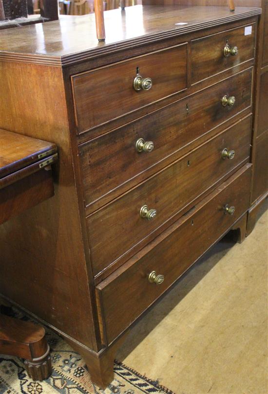 A late George III style mahogany chest of two short and three long drawers